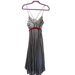 Rubber Ducky Spaghetti Strap Black and White Dress Size Medium Summer Red Belt